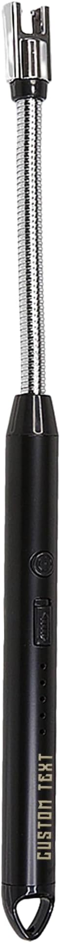 Custom Extra Long Electric Lighter, USB Rechargeable Candle Lighter, Reusable Electric Lighter with Charger for Indoor and Outdoor, Camping Essential for Men and Women, Engravable Designs (Black)