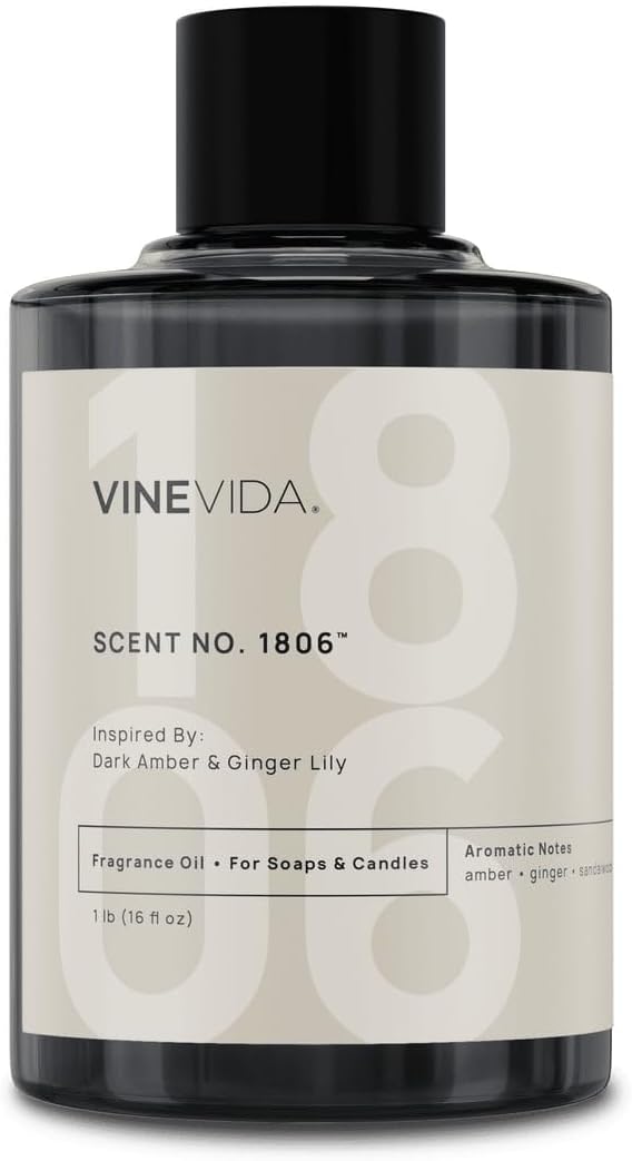 VINEVIDA [16oz] Dark Amber & Ginger Lily Fragrance Oil for Candle Making - Natural Candle Oil Scents - Soap Making Essential Oil - Made in USA