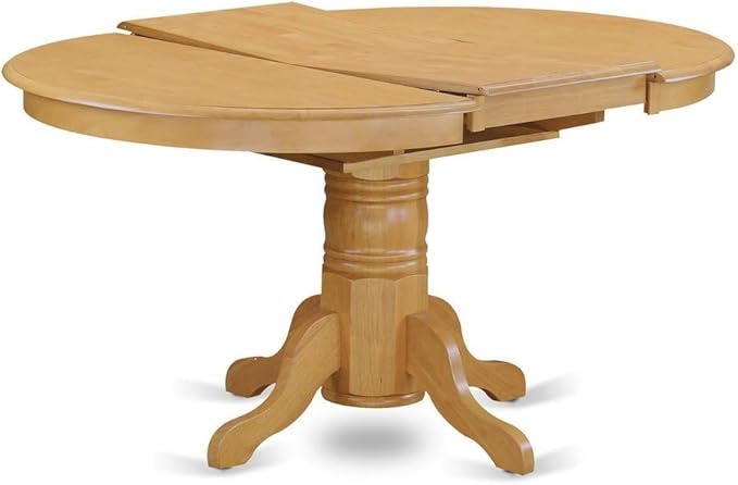 Furnifact Oval Dining Table – Extendable Round Pedestal Kitchen Table with Solid Wood Construction, Perfect for Dining Room, Classic Oak Finish