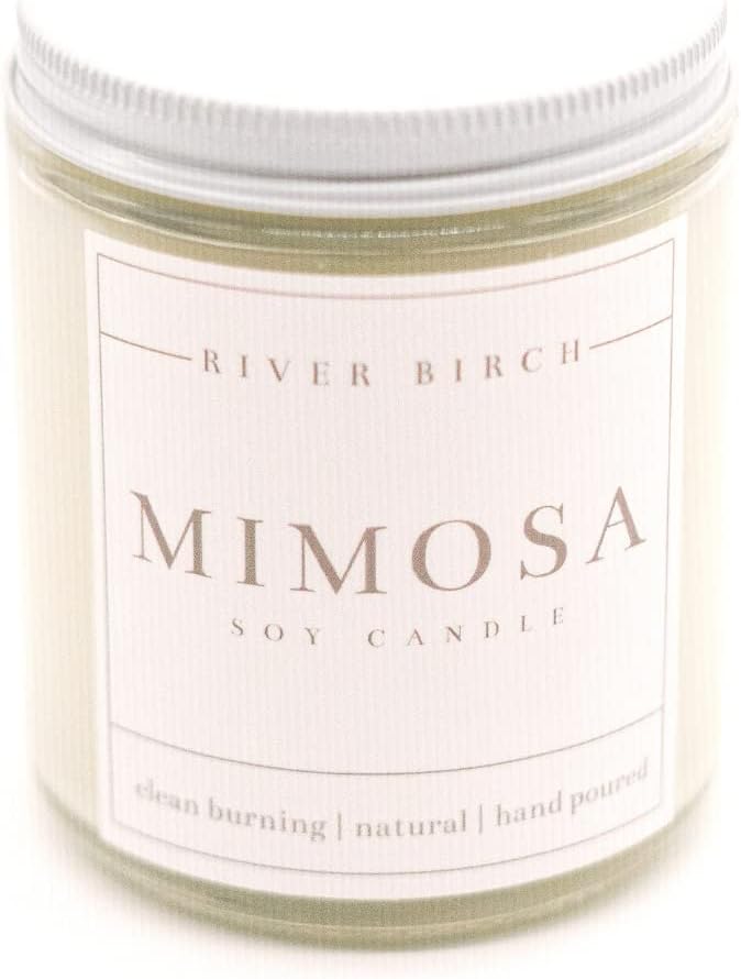 River Birch Candles Mimosa Scented Candle | Premium, All-Natural, Non-Toxic, Soy Candles | 8.5oz 40 Hr Burn Time | Cozy Relaxing Gifts for Home