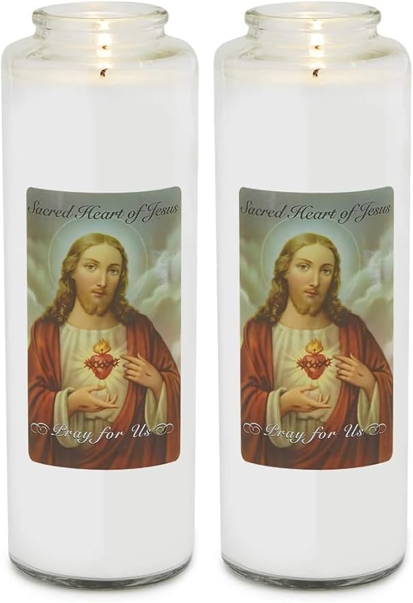 Root Candles Clear Glass Devotional 7-Day Prayer Candle, 1-Count, Sacred Heart of Jesus (Pack of 2)