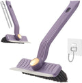 Multi-Function Rotating Crevice Cleaning Brush with Scraper, 360 Degree Rotating No Dead Corners Hard Bristle Crevice Gap Brush Tool for Bathroom Household Kitchen (Purple)