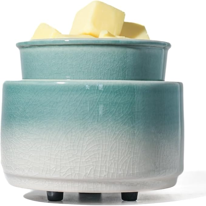 Ceramic Electric Wax Melt Warmer & Cube Oil Melter Cute Small Warmers Aromatherapy for Home Decorative Burner Melts Scented Candle Tart Scent Warm Fragrance (ice Cyan)