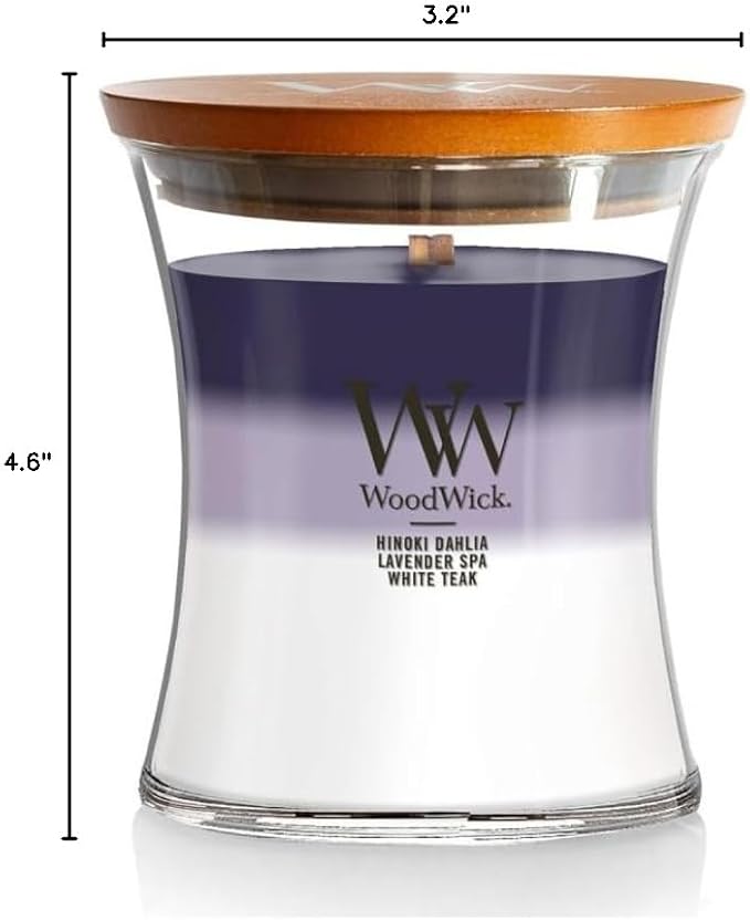 WoodWick Medium Hourglass Candle Evening Luxe - Premium Soy Blend Wax Pluswick Innovation Wood Wick Made in USA