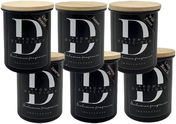 Aroma Delicioso Odor Eliminating Scented Candle - Cool Breeze (Cucumber Melon Scent 8oz Candle Burns 40 to 60 Hours & eliminates Smoke Odor)