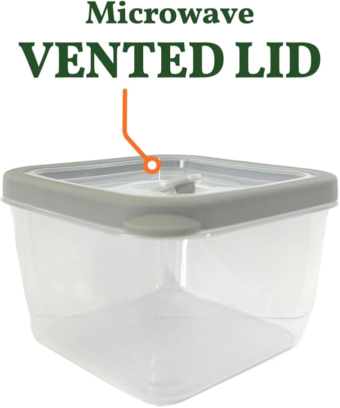 10-Piece Food Storage Containers with Vented Lids, Airtight and BPA Free, Stackable, Microwave, Freezer, and Dishwasher Safe (Gray)