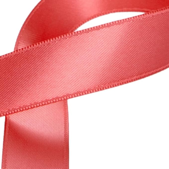 SR SUPER RIBBONS®™- Full Reel 10mm Double Faced Satin Ribbon, 20 Metres on Reel - Deep Peach