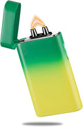 Electric Lighter Rechargeable Arc Lighter USB C Electronic Plasma Lighters Metal Chargeable Lighters with LED Dazzling Power Display Design for Outdoor, Camping, BBQ (YellowGreen)