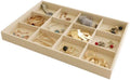 Large Stackable Jewelry Display Tray Case Organizer Premium Velvet Soft Light Beige Home Store Sales Shows (12 Grid)