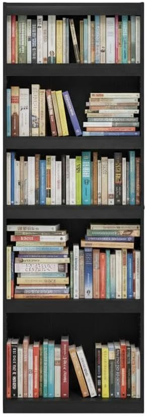 Furnifact Blackwood 5-Tier Shelf Bookcase with Ample Storage, Sturdy Wooden Construction, Modern Rustic Design, Ideal for Living Room or Office Storage