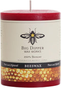 BIG DIPPER WAX WORKS 3X4 Red Beeswax Pillar, 1 EA