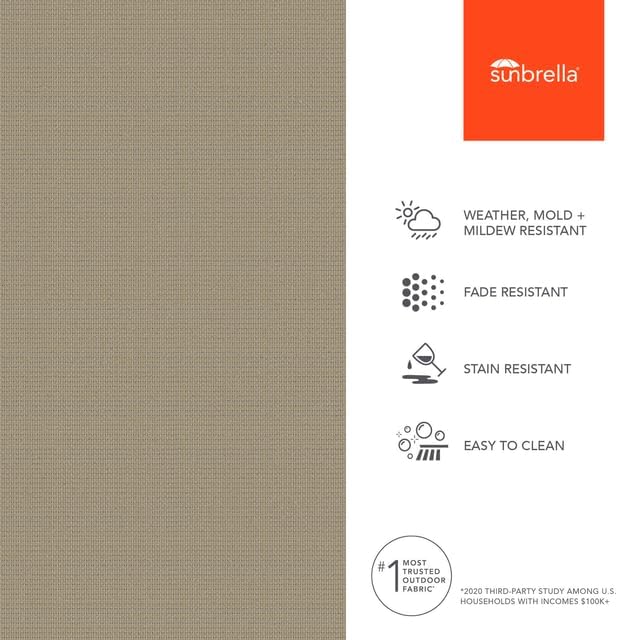 Sunbrella Outdoor Fabric by The Yard | Cast Ash | Official Sunbrella Seller | Indoor or Outdoor Upholstery Fabric for Chairs, Cushions, Drapery, Pillows, Furniture