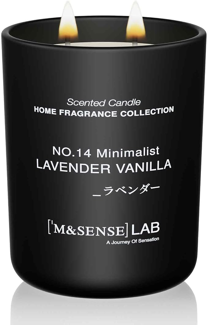M&SENSE Natural Soy Large Candle| Lavender Vanilla | 16.6 oz, 95H Burn | Mini Spring Scented Candles for Relaxation, Valentines Day Gift, Home Décor | for Bedroom, Office, Party