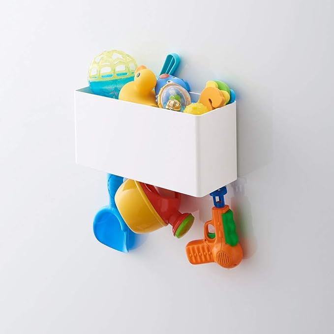 Yamazaki 4850 Magnetic Storage Basket Tower White Approx. 11.8 x 4.7 x 5.5 inches (29.5 x 12 x 14 cm) Tower Accessory Storage Hook Included