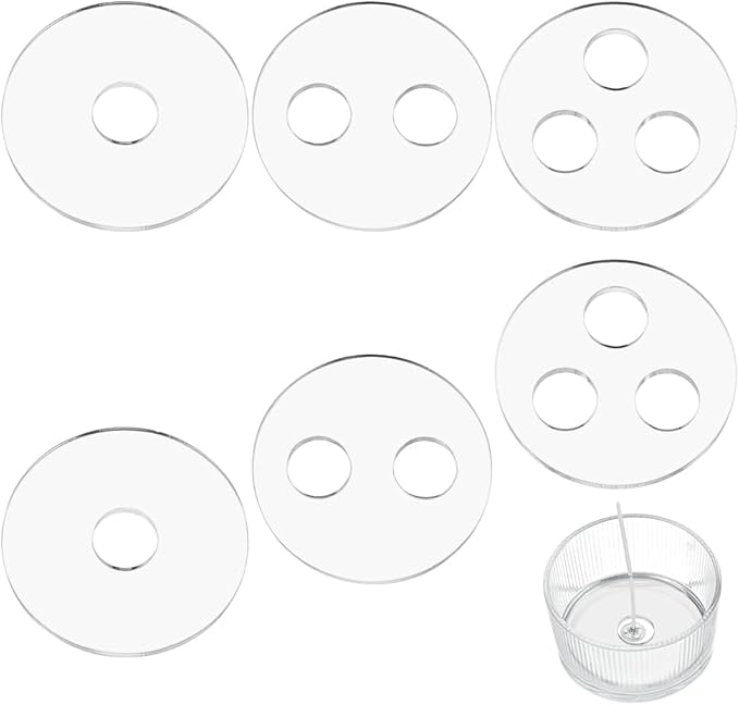 BENECREAT 6Pcs 3 Styles Candle Wick Centering Tool Holder, 1/2/3 Hole Acrylic Candle Wick Holder, Candle Wicks Centering Devices for Making Candles, Craft DIY