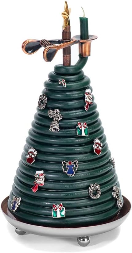 Candle by the Hour 80-Hour Christmas Tree Candle with 14 Charms, Eco-Friendly Natural Beeswax with Cotton Wick (Pack of 4)