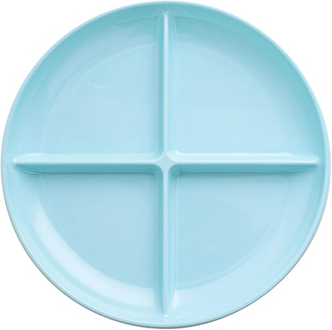 Blue 4 Compartment Divided Plates Snacks Tray Dinner Plate,Food Grade Fruit Plates BPA Free - 1Pack