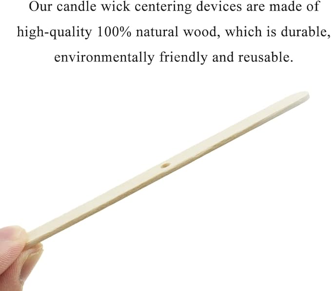 HAHIYO 50PCs Single-Hole Wood Candle Wick Centering Devices Wooden Candle Wick Holder Wick Setter Candle Wick Centering Tool for DIY Candle Making Candle Making Supplies Accessories