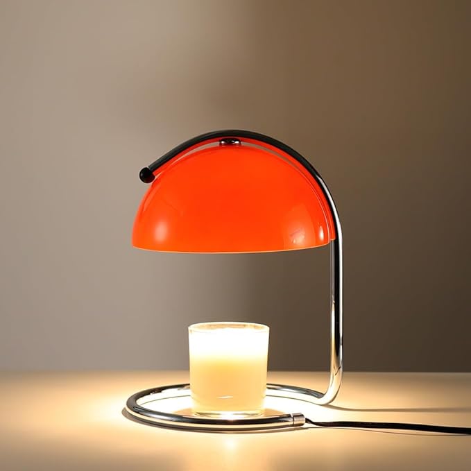 Modern Simplicity Snack Warmer lamp Suitable for Melting Candles in Large cans and Small cans lamp Candle Warmer dimmable Glass top with 2 Candle Bulbs (red)