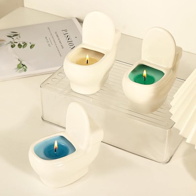 Toilet-Shaped Jars with Fresh Aromatic Scented Candles, Odor-Eliminating Candles with Long-Lasting Fragrance, Decorative and Scented Candles for the Home, Suitable for Men and Women (Green)