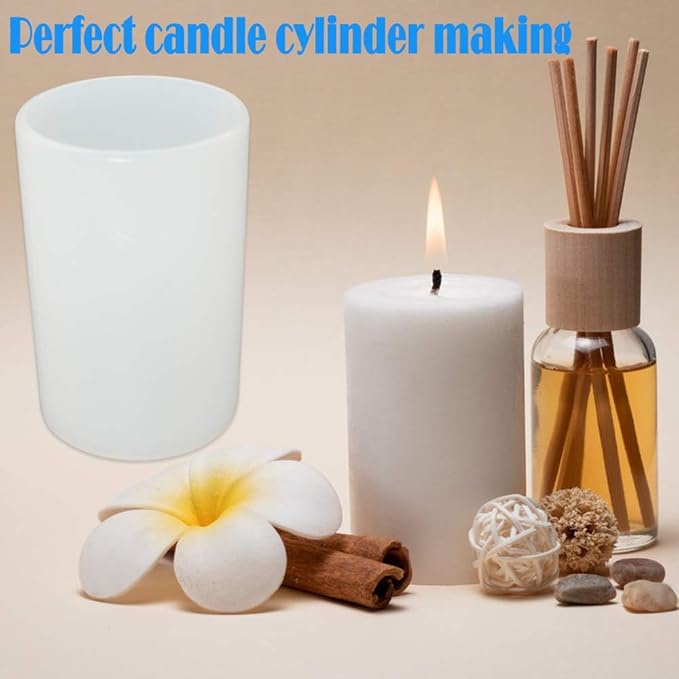 Cylinder Molds for Candle Making,4 Inch and 3.5 Inch Candle Making Molds Silicone,Large Pillar Silicone Molds for Aromatherapy Candles,Epoxy Resin,Casting,Wax, Soaps, Flower Specimen, DIY Clay Craft