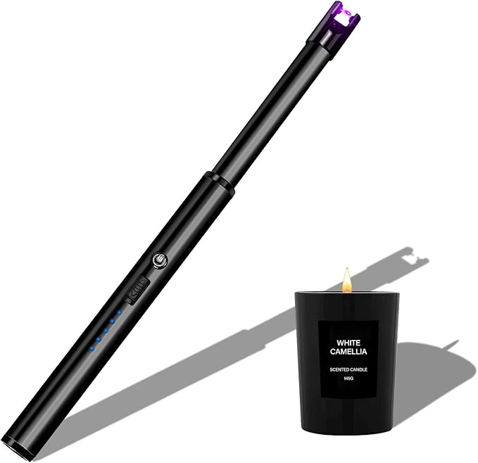 Navpeak Electric Candle Lighter Windproof USB Rechargeable Flameless Long Neck Lighter for Candles Gas Stove Fireplace BBQ Kitchen Grills (Black)