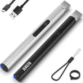 Candle Lighter, Electric USB Rechargeable, Arc Plasma Electronic Windproof Flameless Long Lighter with Safety Switch Hook for Kitchen, Silver and Black