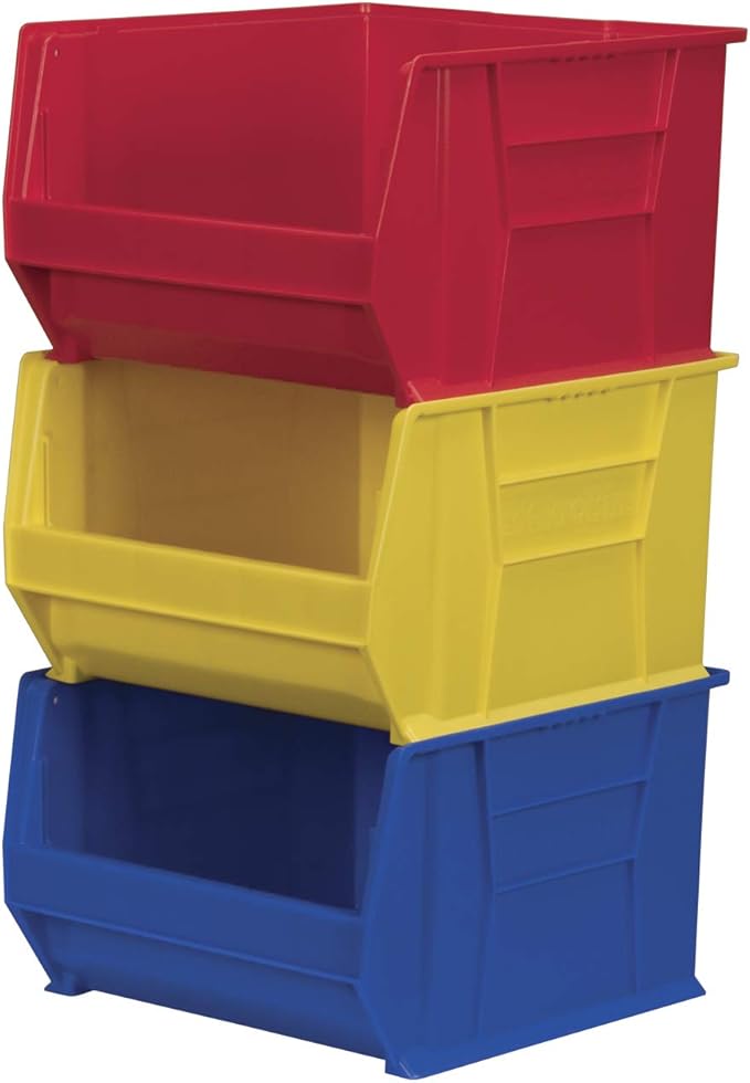 Akro-Mils 30282 Super-Size AkroBins Plastic Storage Bins, Space-Saving Stackable Bins for Garage, Classroom, Warehouse Organization, 20" L x 12" W x 12" H, Yellow, 2-Pack