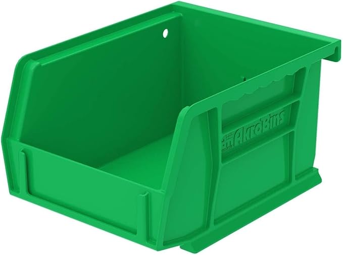 Akro-Mils 30210 AkroBins Plastic Storage Bins, Space-Saving Stackable Bins for Garage, Pantry, Craft Organization, 5" x 4" x 3", Green, 24-Pack