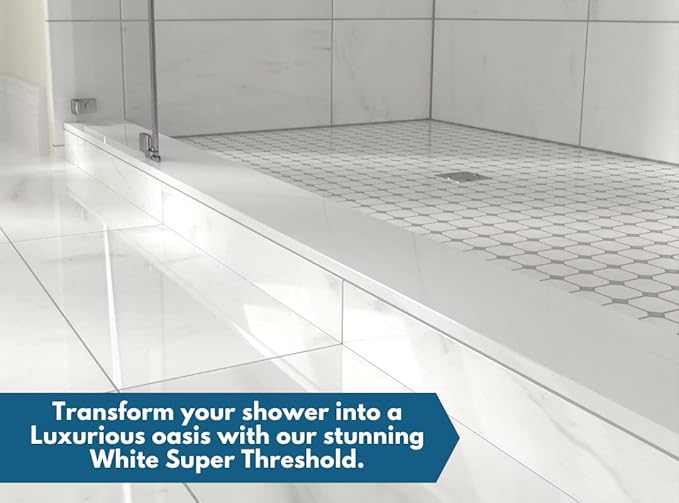 Super White Engineered Marble Threshold for Shower Curb, Bathroom Vanity Backsplash, Window Sill, Door Transitions (7" x 48")