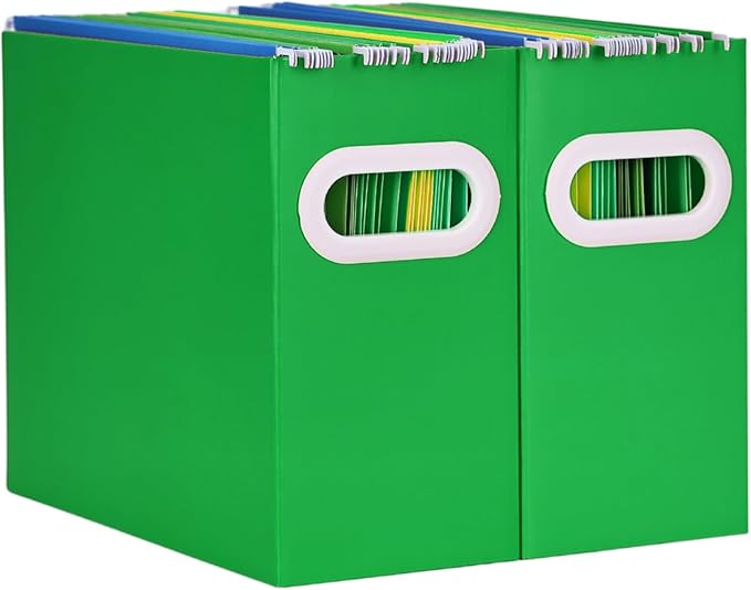 Hanging File Organizer, Cardboard File Folder Organizer for Letter Size, Desk Documents Storage Box, Portable File Folder Holder Boxes for Office, Home, School, Only Box.(2 Packs)