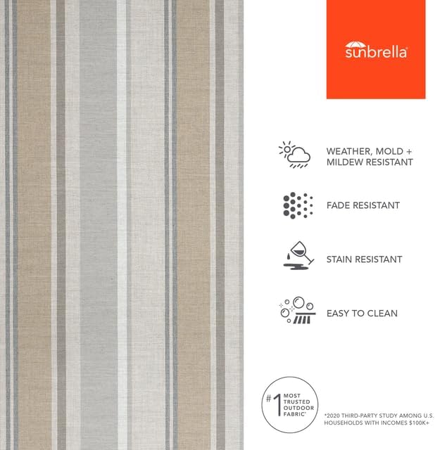 Sunbrella Outdoor Fabric by The Yard | Trusted Fog (Striped) | Official Sunbrella Seller | Indoor or Outdoor Upholstery Fabric for Chairs, Cushions, Drapery, Pillows, Furniture