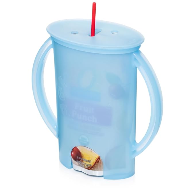 Flipping Holder Squeeze Proof Food Pouch Holder for Toddlers, Babies, Kids, Mess Free No Squeeze Juice Box Drink and Applesauce Snack Holder with Easy Grip Handles and Lid