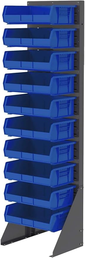 Akro-Mils 30255 AkroBins Plastic Storage Bins, Space-Saving Stackable Bins for Garage, Pantry, Craft Organization, 11" x 16" x 5", Blue, 6-Pack