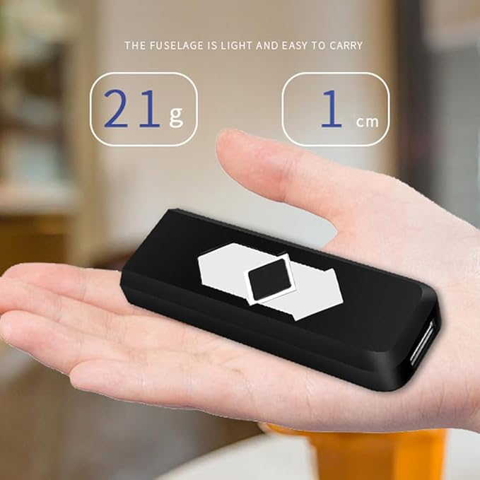 2Pcs Electronic Lighter Rechargeable USB Lighter Windproof Flameless Ignition (Black)