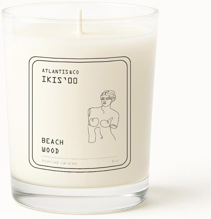 Beach Wood Scented Candle, 8oz Jar with Long-Lasting Burn, Giftable, Holidays,Birthdays