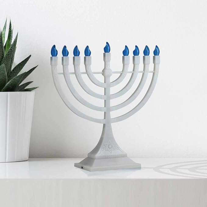 Zion Judaica 6 Pack White LED Menorahs USB Powered Menorah Electronic Hanukkiah Battery Operated Minorah Flamless Chanukah Candles (White, 6)