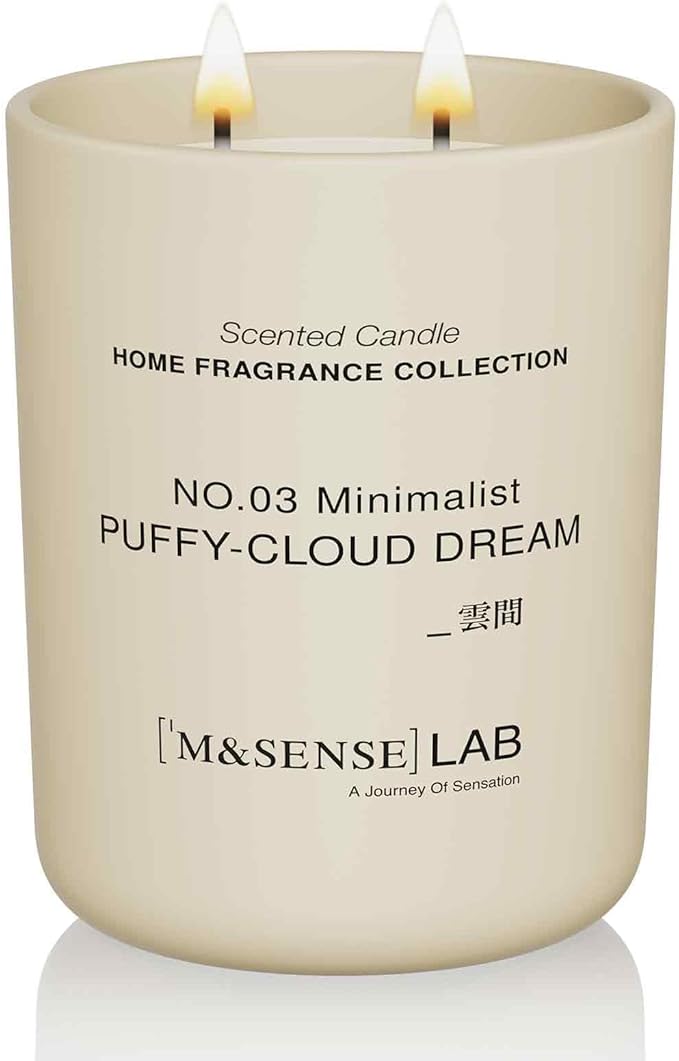 M&SENSE Natural Soy Large Candle| Puffy-Cloud Dream | 16.6 oz, 95H Burn | Mini Spring Scented Candles for Relaxation, Valentines Day Gift, Home Décor | for Bedroom, Office, Party