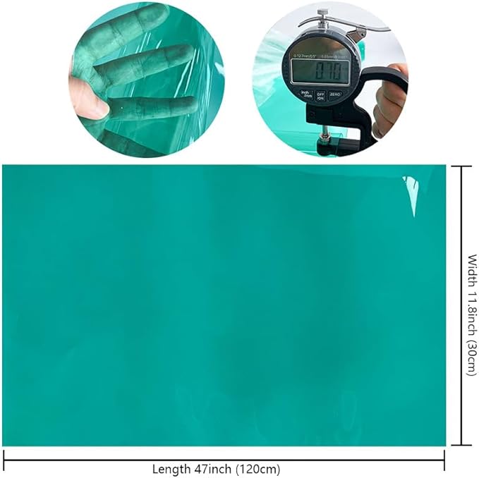 ONEART | 30 Gauge Leather Vinyl, Solid Color See-Through Waterproof Jelly Faux Leather for Women DIY Handbags Tote, 12" x 48" (Aquamarine)