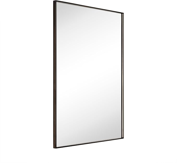 TEHOME Oil Rubbed Bronze Bathroom Vanity Mirror with Squared Corners, 20x28'' Dark Bronze Rectangle Stainless Steel Metal Framed Mirror for Bathroom
