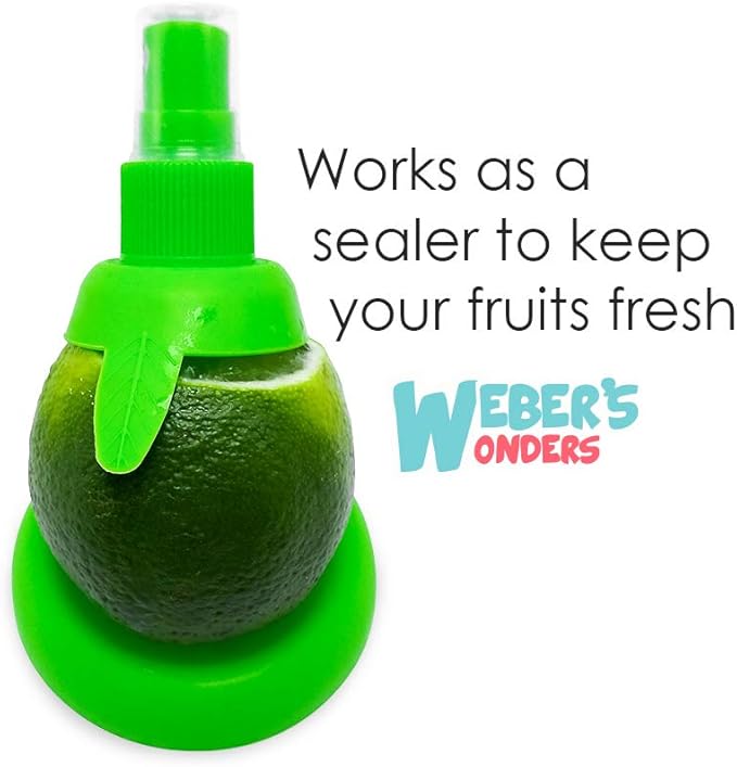 Weber’s Wonders 3 Pcs Lemon Sprayer Kit - Orange Juice Extractor- Citrus Juicer & Squeezer - Clean Spray For Vegetables, Salads, Seafood - Fashionable Kitchen Set - Fresh Lime Storage Gadget