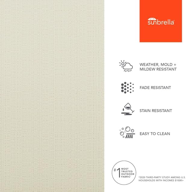 Sunbrella Outdoor Fabric by The Yard | Linen Natural (Textured) | Official Sunbrella Seller | Indoor or Outdoor Upholstery Fabric for Chairs, Cushions, Drapery, Pillows, Furniture