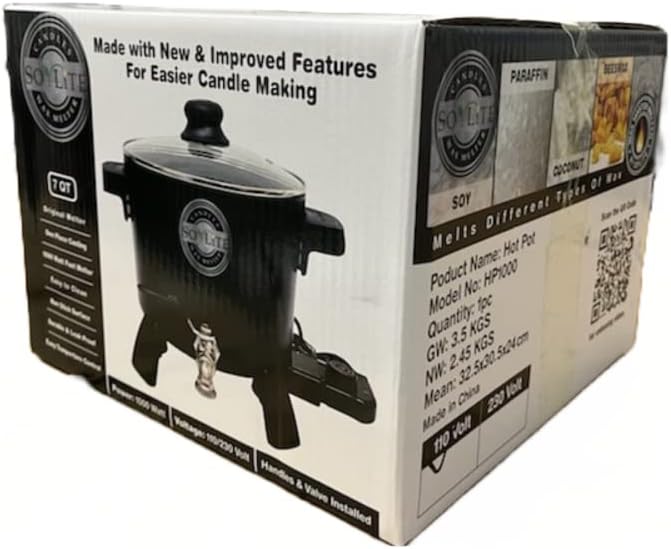 Wax Melter for Candle Making, Holds Approximately 7 Qts Or 14 Lbs of Melted Wax, Wax Melter Has Easy Pour Valve, by Soylite Candles