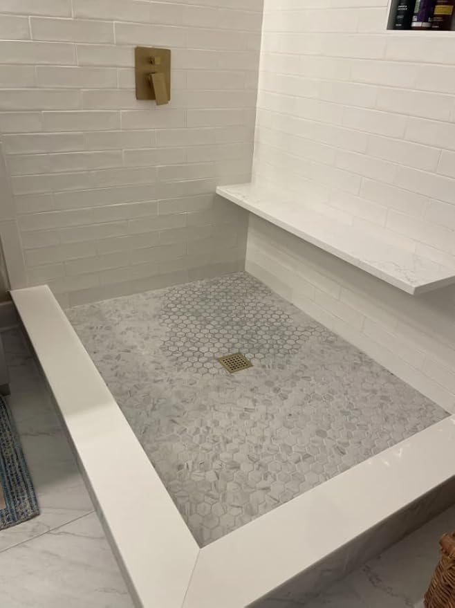 Super White Engineered Marble Threshold for Shower Curb, Bathroom Vanity Backsplash, Window Sill, Door Transitions (5" x 48")