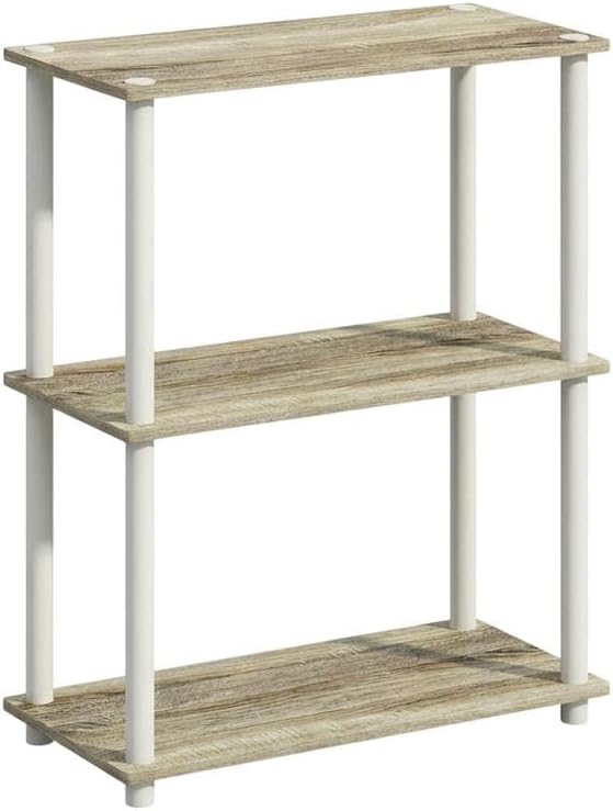 Furnifact Sonoma Oak White Bookcase with Sturdy Wood Construction and Elegant Finish for Home Office, Living Room, or Bedroom Storage