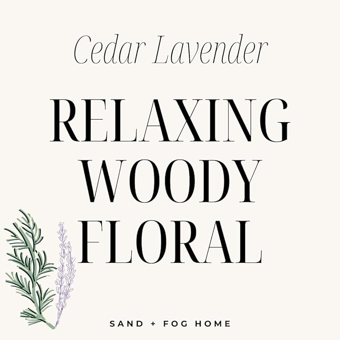 Sand + Fog Scented Candle - Cedar Lavender – Additional Scents and Sizes – 100% Cotton Lead-Free Wick - Luxury Air Freshening Jar Candles - Perfect Home Decor – 12oz