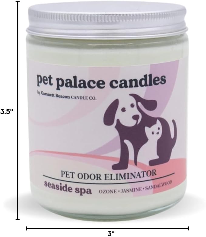 Pet Palace Candles - Odor Eliminator Candle, Incredible Scents - 100% Soy - Neutrolizer Eliminates Odors from Pets, Smoke, Urine, and More. Eco-Friendly and Non-Toxic (Seaside Spa)