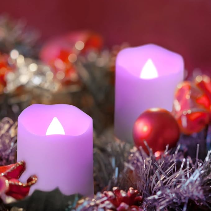 6pcs Rechargeable LED Tea Lights Color Changing with Charging Base, Flameless Votive Candles RGB Flickering with Remote and Timer, Electric Fake Candles, USB Cable Included