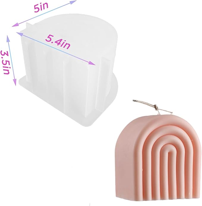 Geometric Rainbow Candle Mold, U-Shaped Arch Scented Mold, Bridge Aromath Wax Mould for Candle Soap Wax Cake Mousse Ice Cream Making (4 Ring Short, Single-Sided)