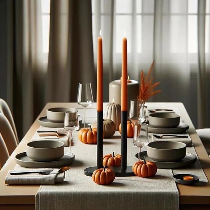 10-Inch Tall Dripless Taper Candles Set of 4 - Orange Tapered Candles, Perfect for Halloween,Fall - Smokeless, Unscented, Long Burning - Hand Poured, Colored Tall Candlesticks - Thanksgiving